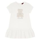 Younger Girls Ivory Faux Fur Teddy Bear Dress, 1, hi-res