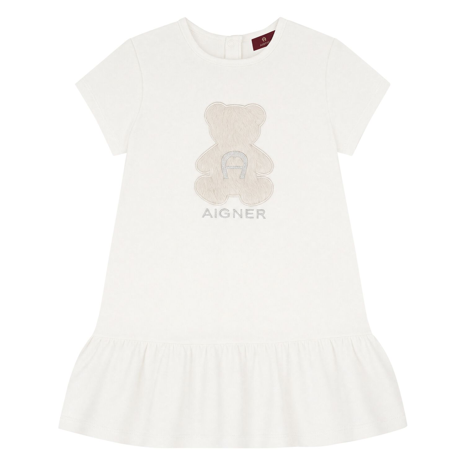 Younger Girls Ivory Faux Fur Teddy Bear Dress, 1, hi-res
