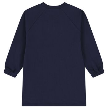 Girls Navy Blue Sequin Sweatshirt Dress 