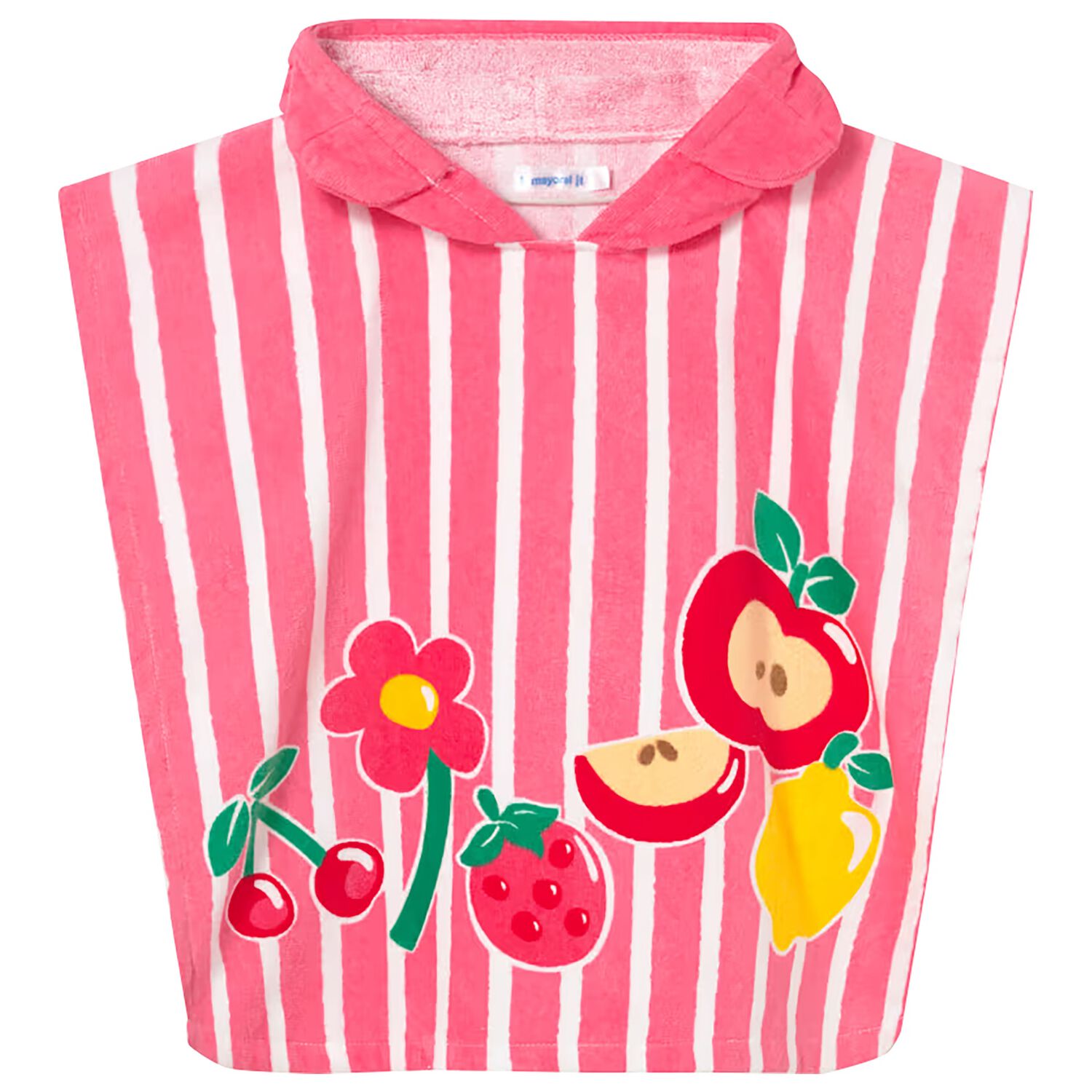 Younger Girls Pink Striped Hooded Towel, 2, hi-res