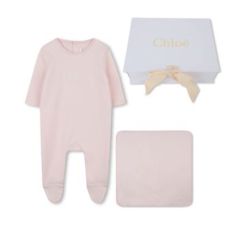 Baby Girls Pink Logo Babygrow Gift Set