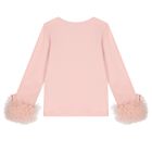 Girls Pink Tulle Cuffs Long Sleeve Top, 1, hi-res