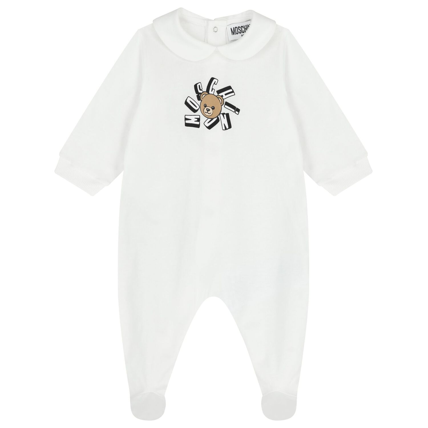 White Teddy Bear Logo Babygrow Gift Set , 1, hi-res