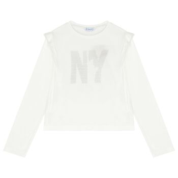 Girls Ivory Long Sleeve Top