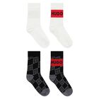 Boys White & Black Logo Socks ( 2-Pack ), 1, hi-res