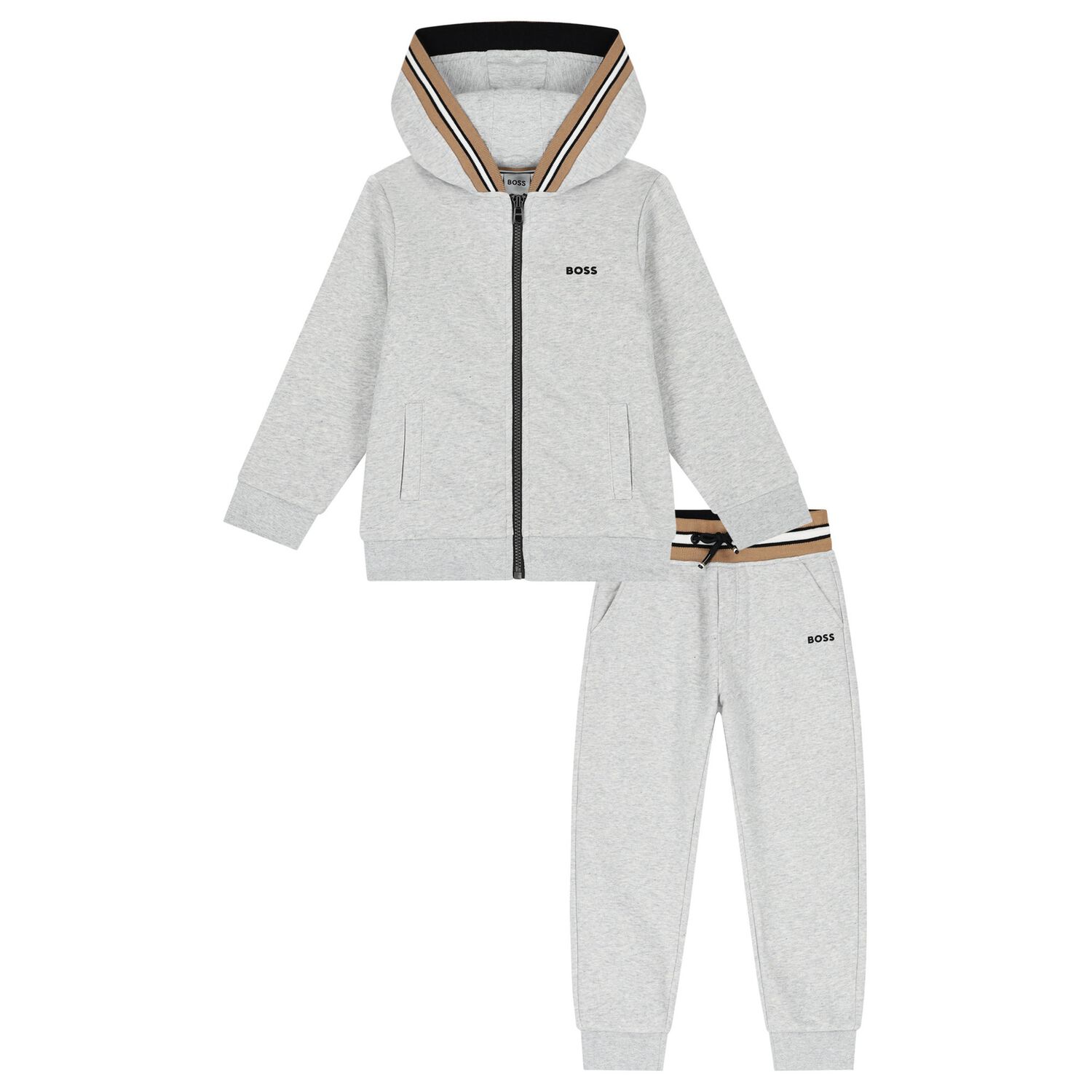Boys Grey Logo Tracksuit, 3, hi-res image number null