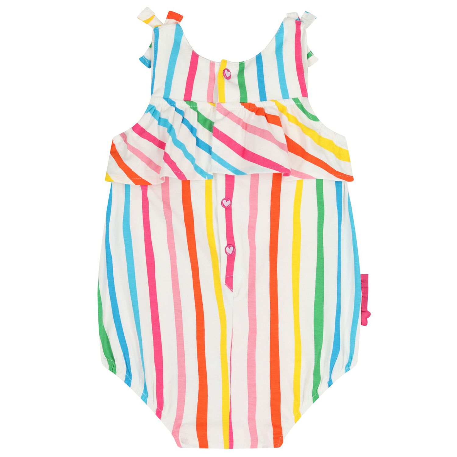 Baby Girls White Striped Bodysuit, 1, hi-res