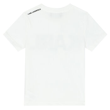 Boys White Karl Print T-Shirt