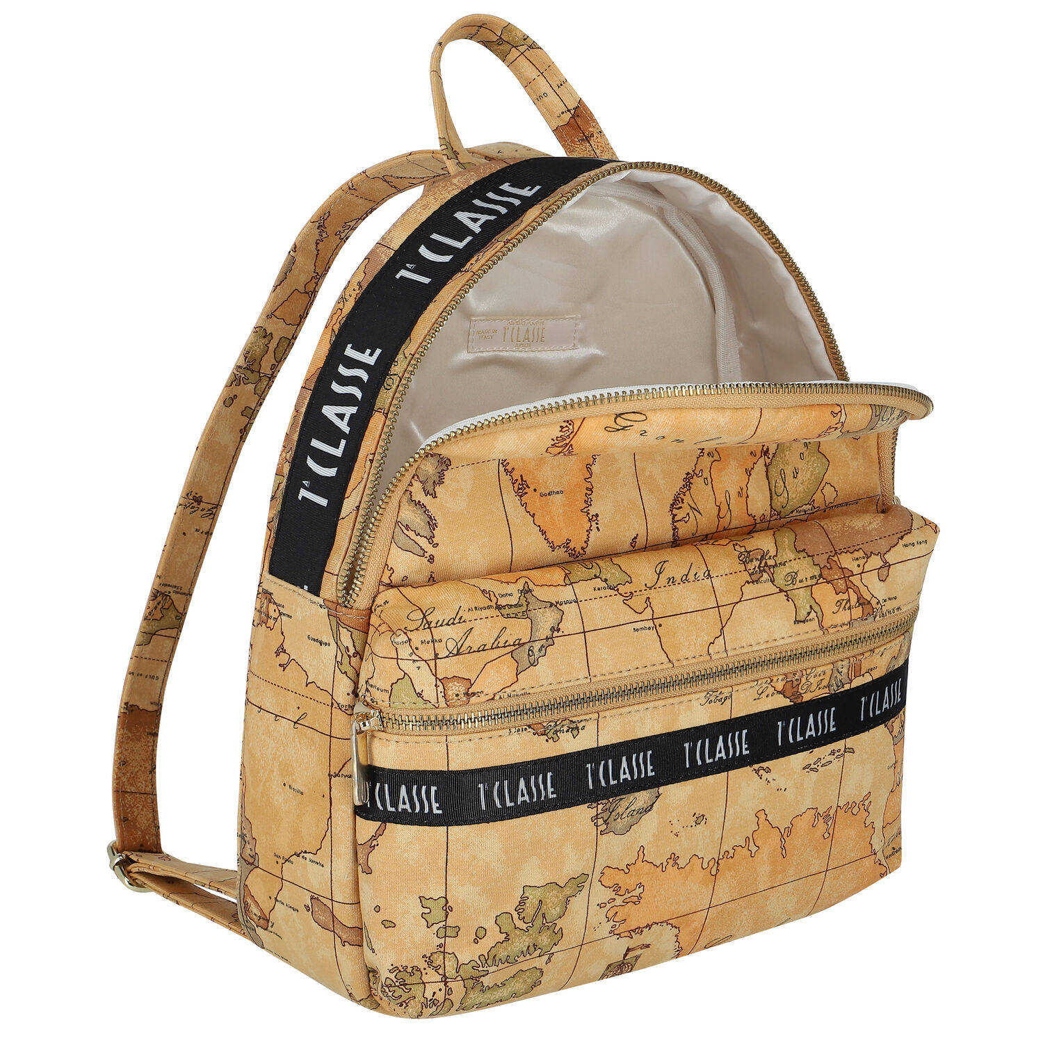 Beige Geo Map Backpack, 1, hi-res