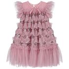 Girls Pink Sequin Tulle Dress, 2, hi-res