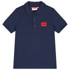 Boys Mini Me Navy Blue Logo Polo Shirt, 3, hi-res