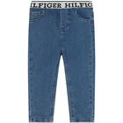 Baby Boys Blue Logo Denim Jeans, 1, hi-res