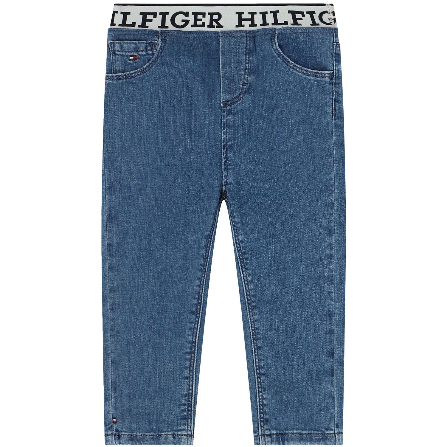 Baby Boys Blue Logo Denim Jeans, 1, hi-res
