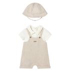Baby Boys Ivory & Beige Romper Set, 1, hi-res