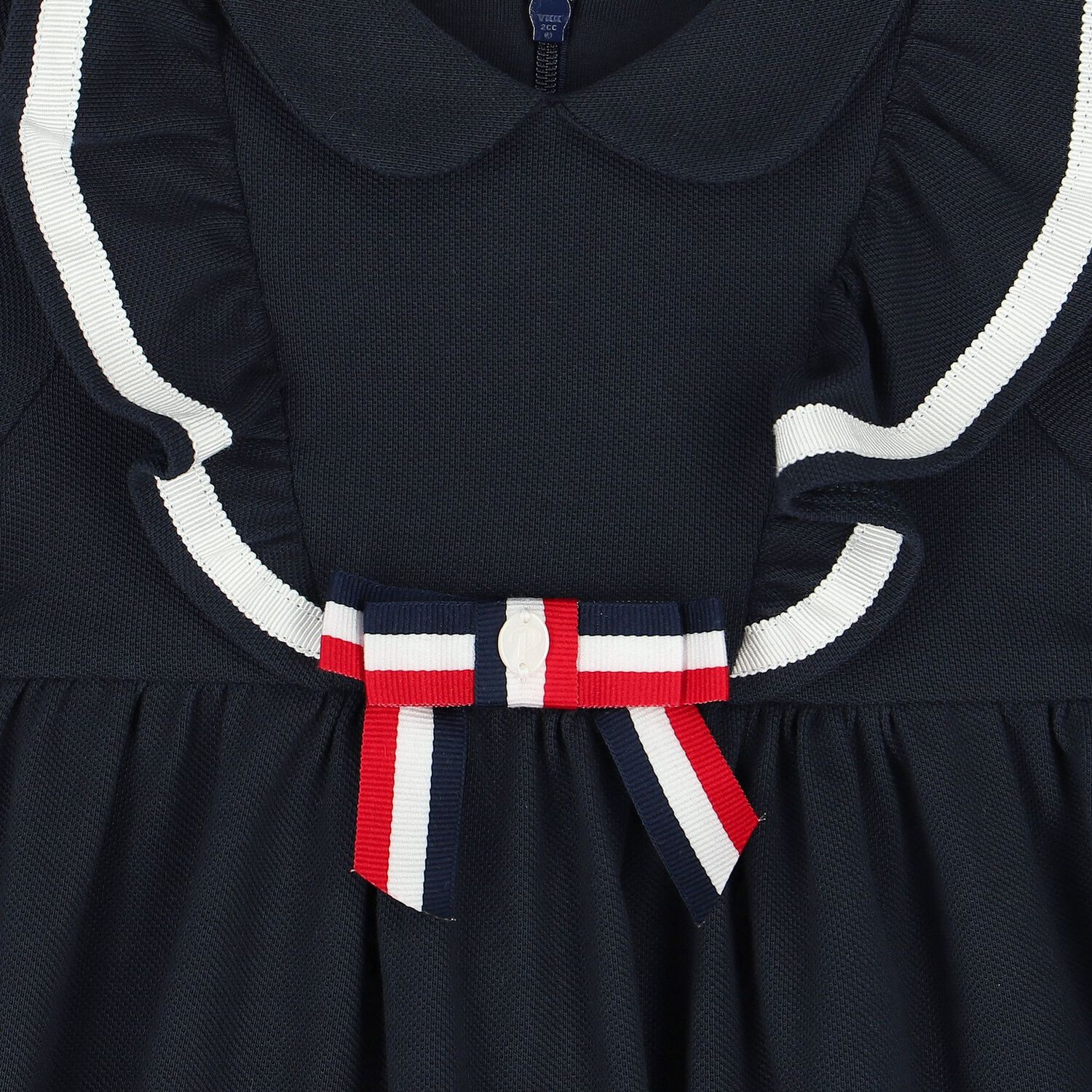 Younger Girls Navy Blue Ruffle Dress, 2, hi-res image number null