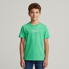 Boys Green Cotton Polo Logo T-Shirt, 1, hi-res