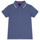 Boys Blue Logo Polo Shirt, 1, hi-res