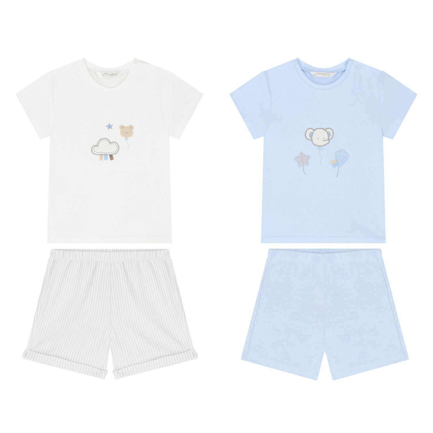 Baby Boys White & Blue Shorts Set ( 2-Pack ), 1, hi-res