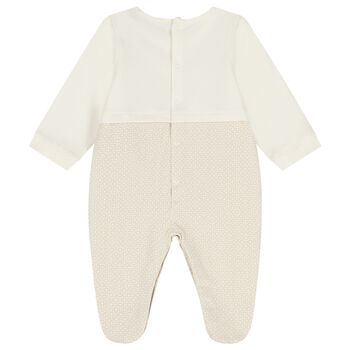 Ivory & Beige Teddy Bear Logo Babygrow
