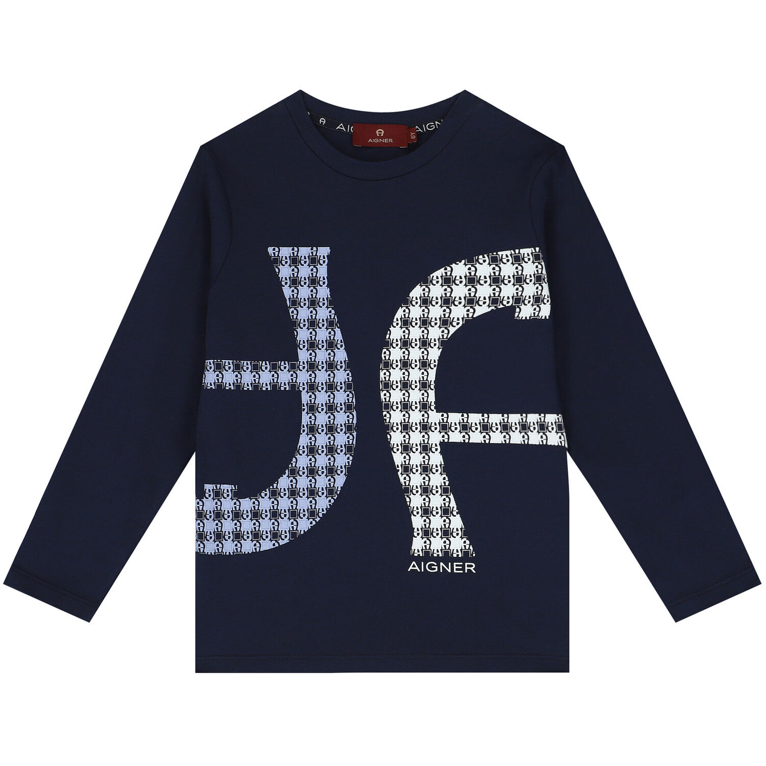 Boys Navy Blue Logo Long Sleeve Top, 1, hi-res image number null
