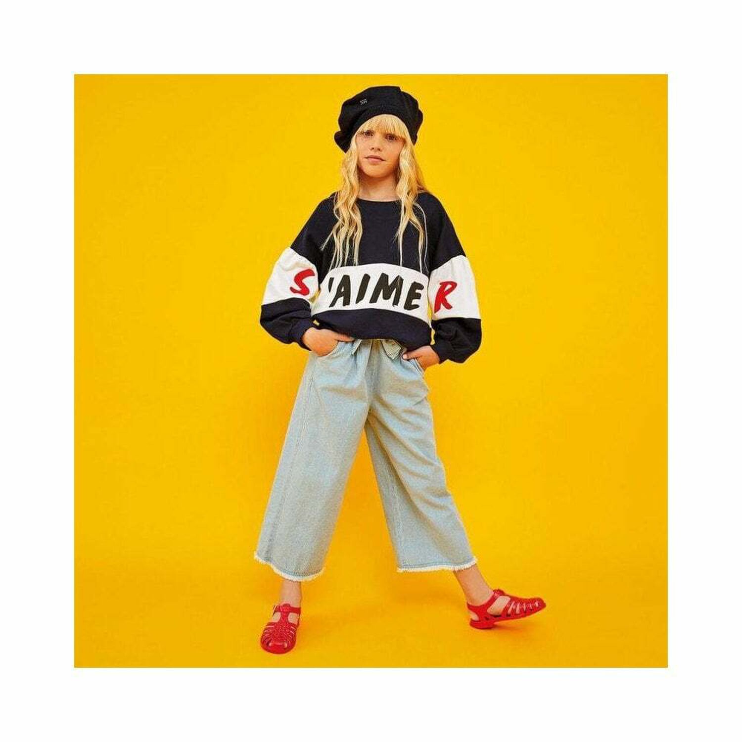 سويت شيرت تشارليز باللون الكحلي للبنات, 1, hi-res