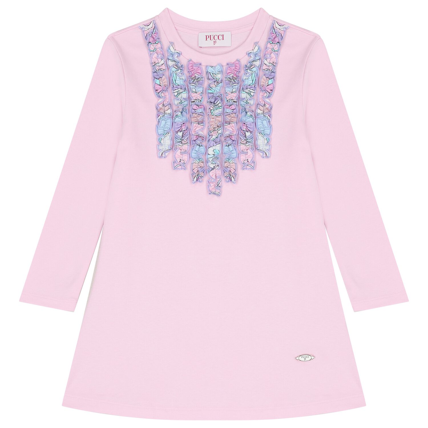 Girls Pink Ruffled Orchidee Dress, 1, hi-res