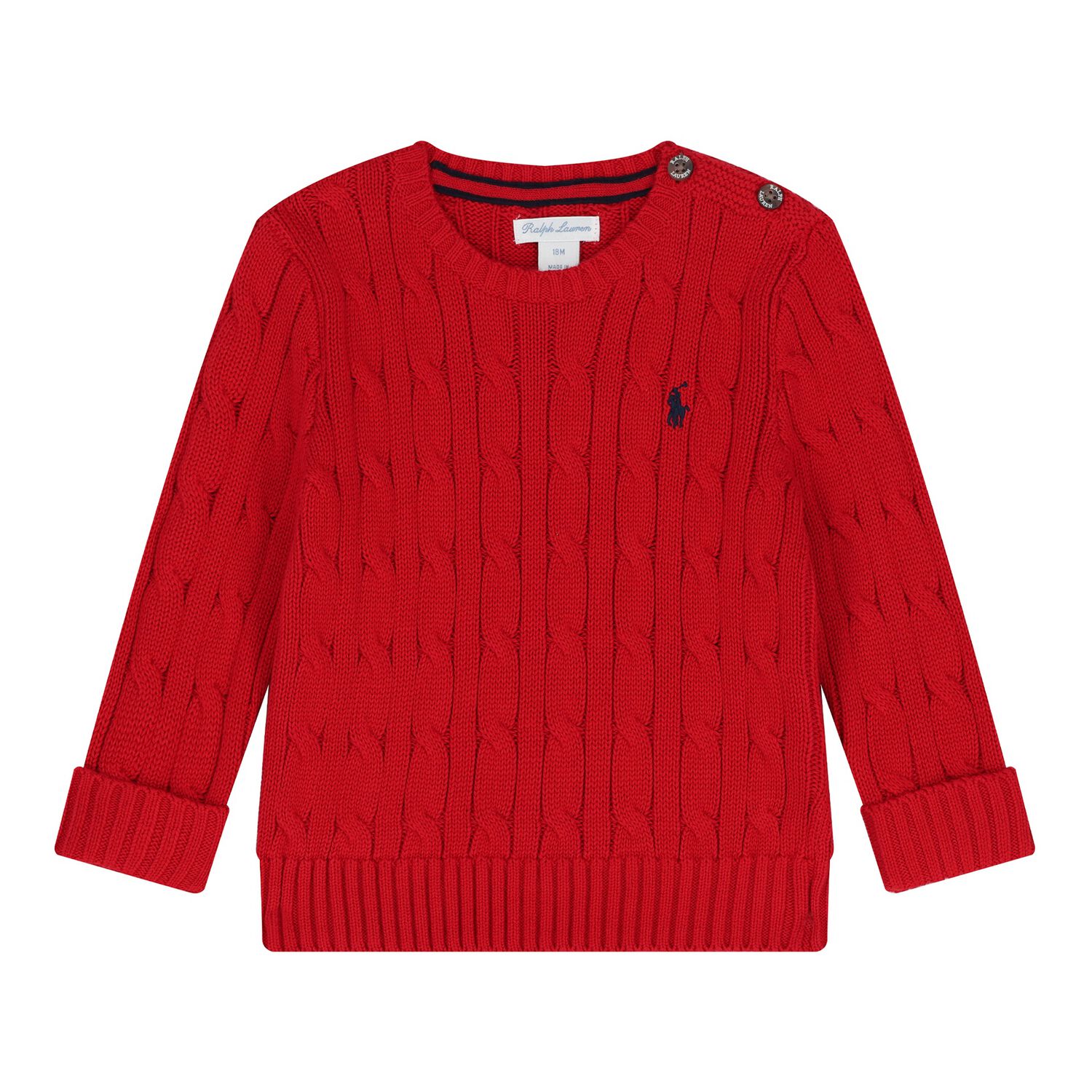 Red Logo Cable Knit Baby Jumper, 1, hi-res