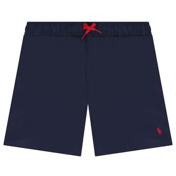 Boys Navy Blue Logo Swimshorts