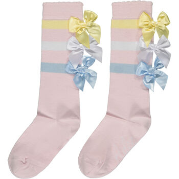 Girls Pink Bow Socks