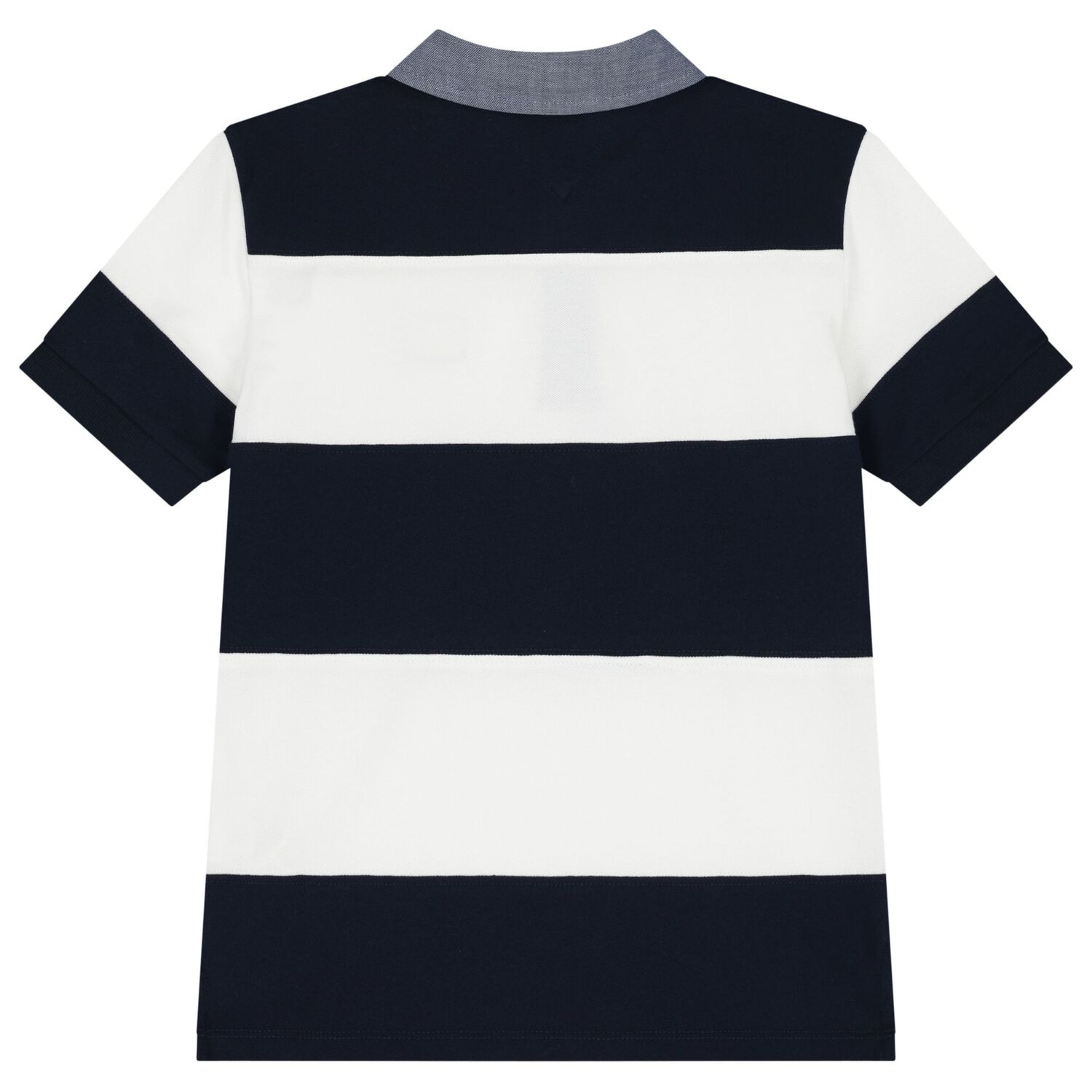 Boys Navy Blue & White Logo Striped Polo Shirt, 1, hi-res