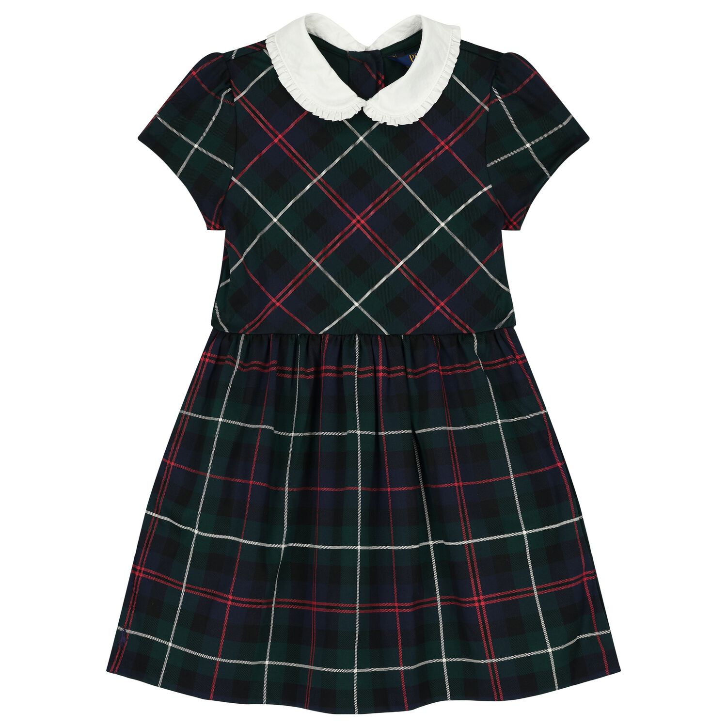 Girls Green Logo Tartan Dress, 1, hi-res