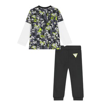 بدلة أولاد رياضية بالشعار باللون الرمادي