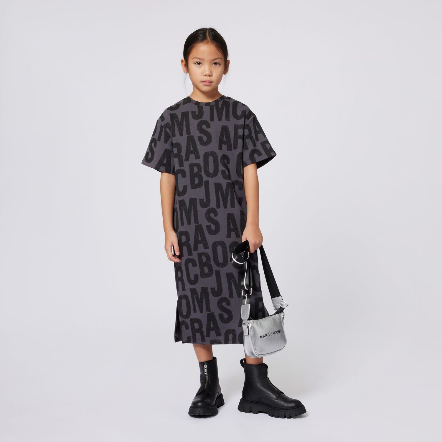 Girls Silver Faux Leather HandBag, 1, hi-res