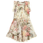 Girls Ivory Floral Dress, 1, hi-res