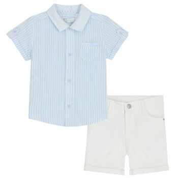 Younger Boys Blue & White Shorts Set