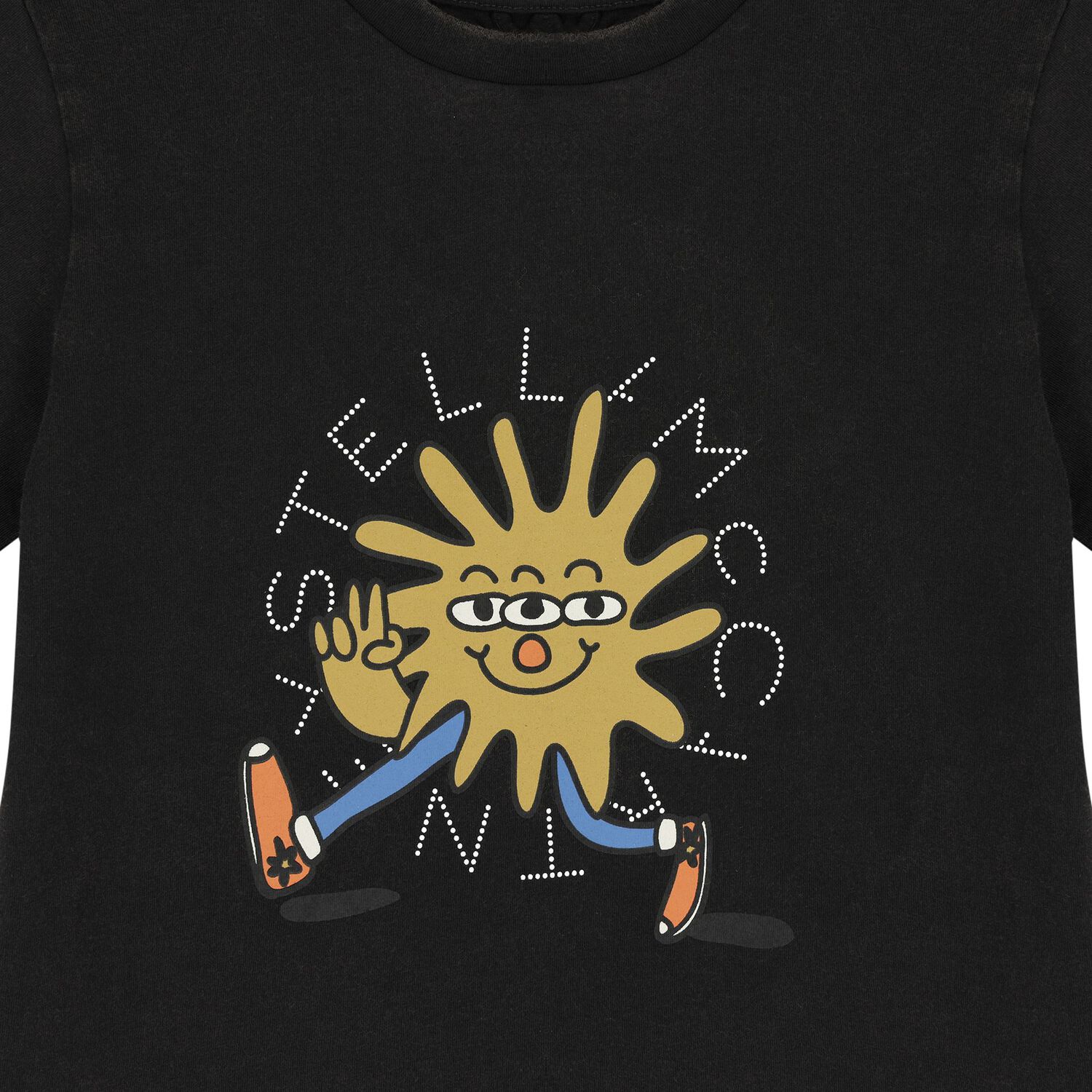 تيشيرت أولاد بالشعار باللون الأسود, 1, hi-res