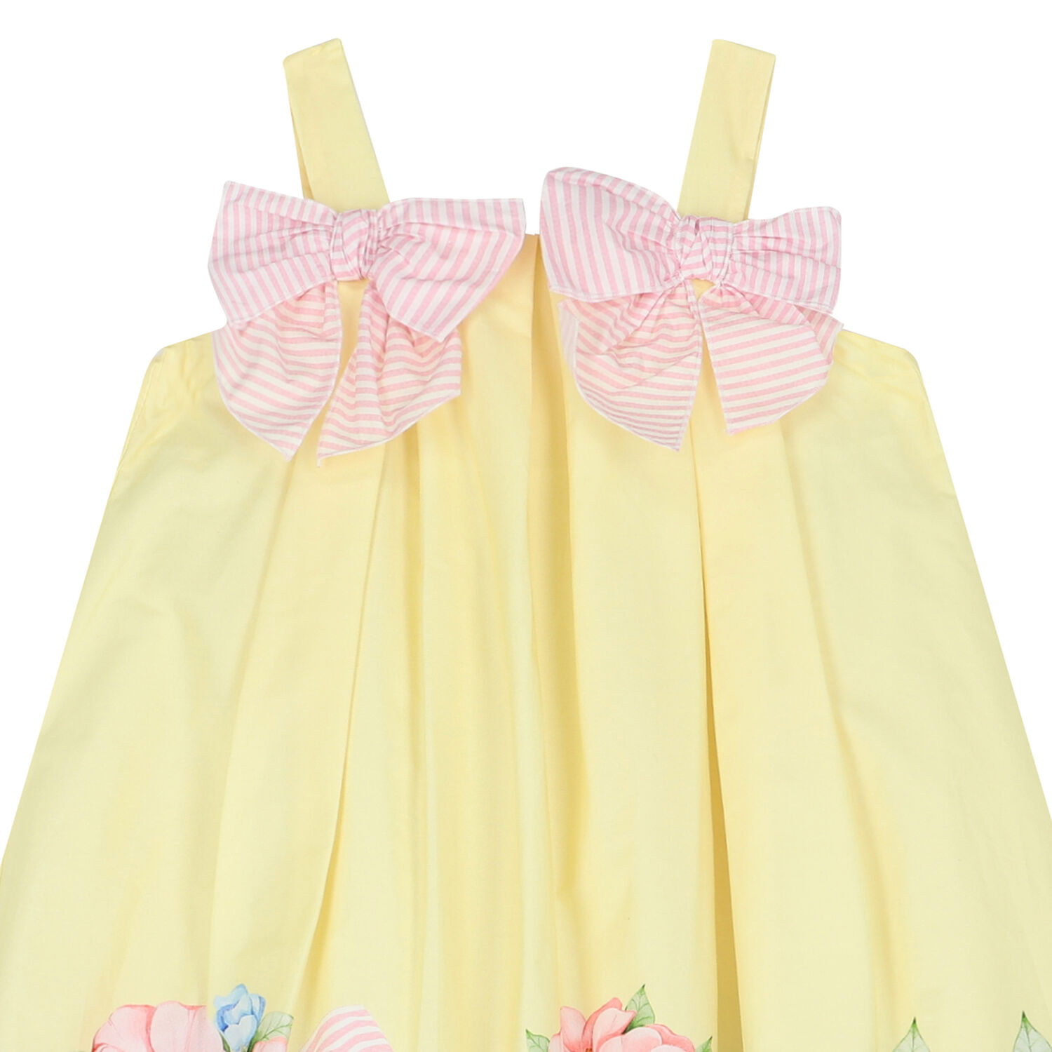 Girls Yellow Floral & Bow Dress, 1, hi-res image number null