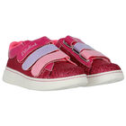 Girls Pink Logo Glitter Trainers, 1, hi-res