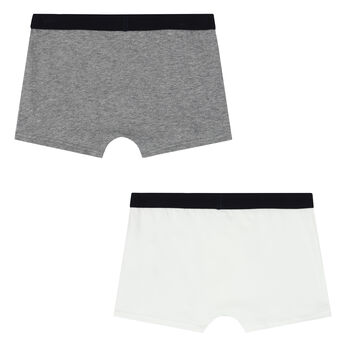 Boys White & Grey Boxer Shorts (2-Pack)