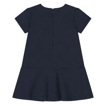 Younger Girls Navy BLue & Gold Logo Dress