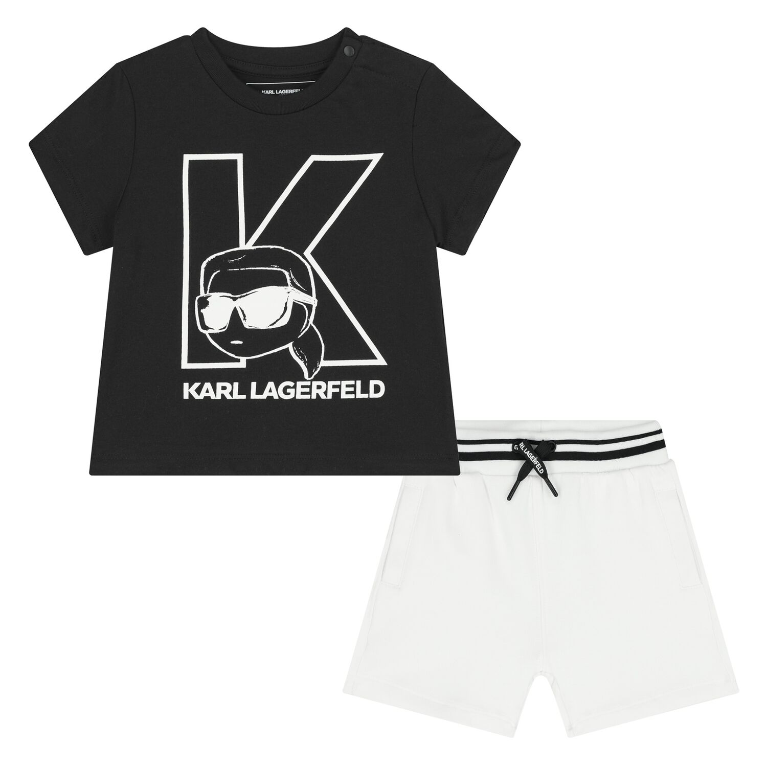 Boys Black & White Logo Shorts Set, 1, hi-res