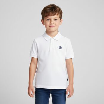 Boys White Logo Polo Shirt