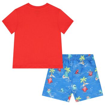 Younger Boys Red & Blue Swim Shorts Set
