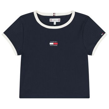 تيشيرت بنات بالشعار باللون الكحلى 