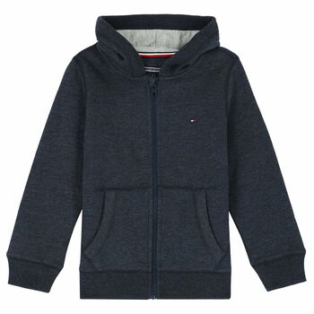 Boys Grey Hooded Zip Up Top