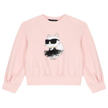 Girls Pink Choupette Logo Sweatshirt