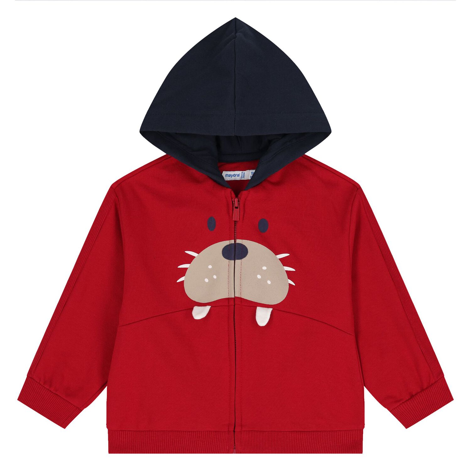 Younger Boys Ivory, Red & Navy Blue Teddy Bear Tracksuit Set (3 Piece), 3, hi-res