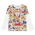 بدلة رياضية أولاد بالشعار باللون الأبيض والكحلي, 1, hi-res