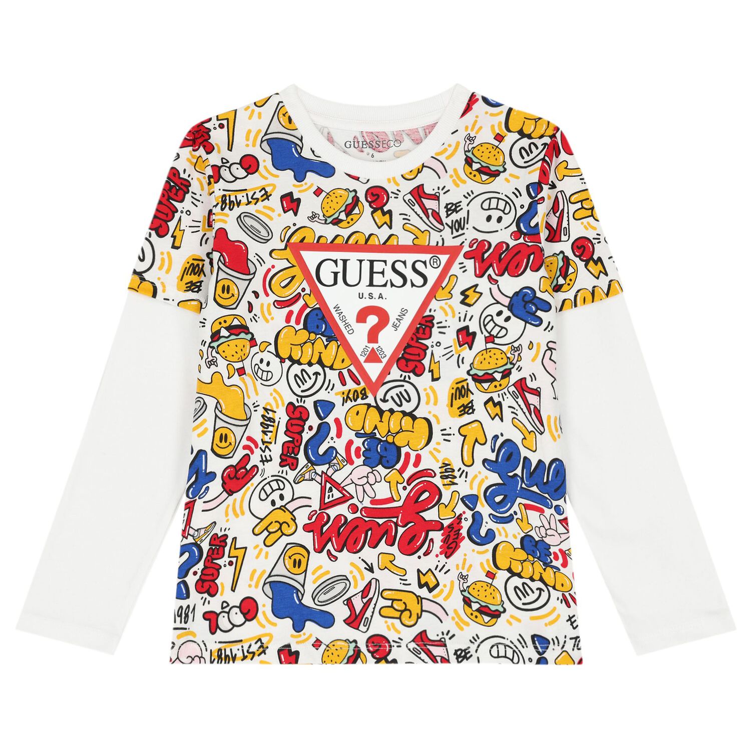 بدلة رياضية أولاد بالشعار باللون الأبيض والكحلي, 1, hi-res image number null