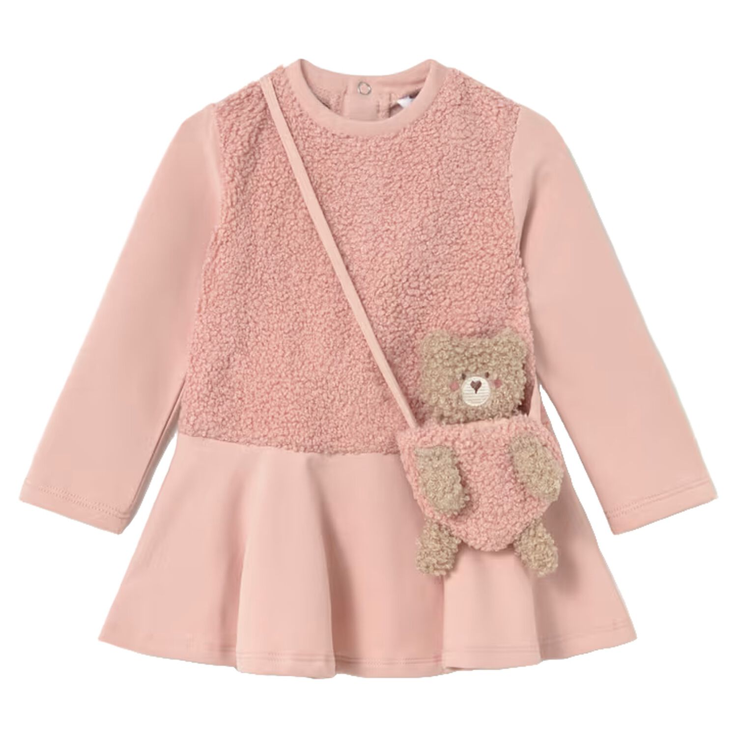 Younger Girls Pink Teddy Bear Dress Set, 2, hi-res